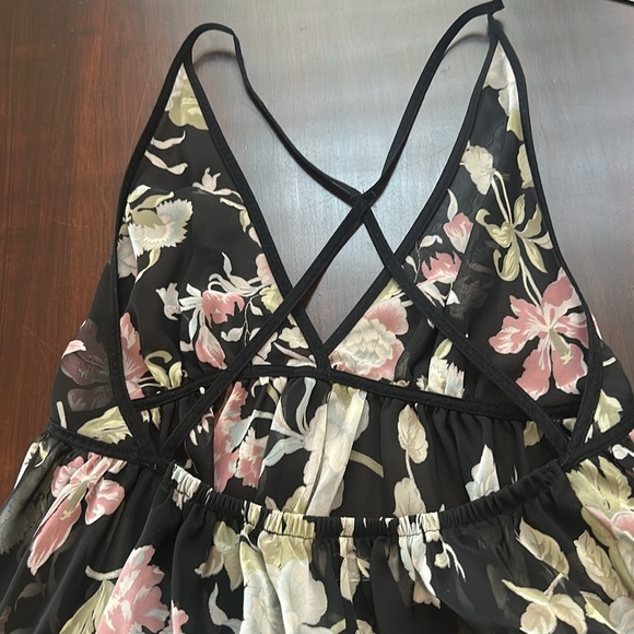 Linda Montreal Sheer Floral Mesh Boudoir Slip Strappy Back Y2K Maxi Nightgown - Picture 8 of 13